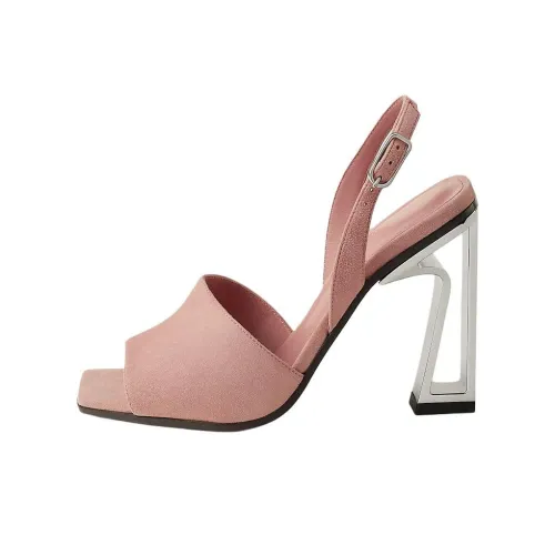 HERMES Кристалл One Ремень Сандалии 10,5 см Женские Розовые