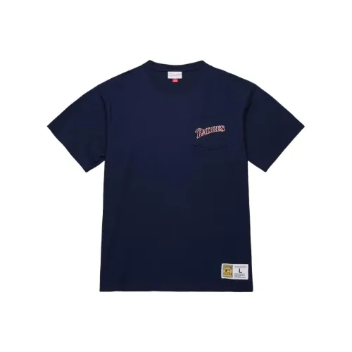 MITCHELL NESS x MLB San Diego Padres Intage Логотип Двойной Hit Карман Т-Рубашка Мужская Морской Синий