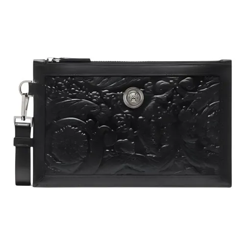 VERSACE MEDUSA BIGGIE Collection Barocco Телячья кожа Клатч Мужской Черный