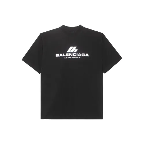 Balenciaga Спортивная одежда Logo Letter Принт Круглый вырез Короткий рукав Т-рубашка Свободный крой Унисекс Черный