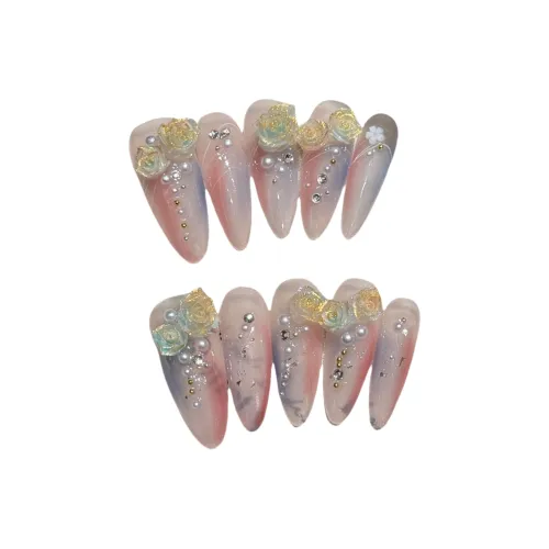 Gentle Welcome Мягкие ботинки Розовый False Nail Острый тип Телесный Градиентный Новый китайский стиль