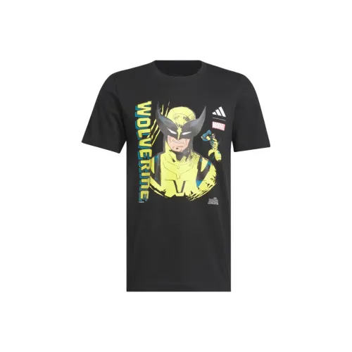 Adidas x Marvel Deadpool и WOLVERINE Co Брендированная Серия SS24 T-Shirt Унисекс Черный