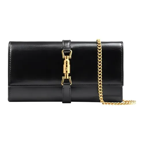 GUCCI Jackie 1961 Кожа WOC Цепочка Сумка через плечо Маленькая Женская Черная Золотая