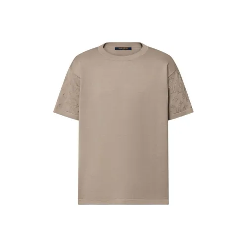 LOUIS VUITTON Однотонный с логотипом круглый вырез пуловер короткий рукав мужская рубашка коричневый