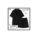 Черная рубашка с короткими рукавами + черные шорты