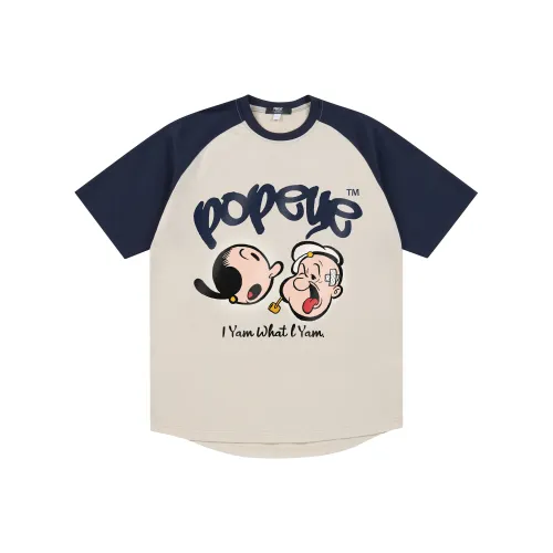 POPEYE Реглан с коротким рукавом свободный крой повседневный круглый вырез унисекс