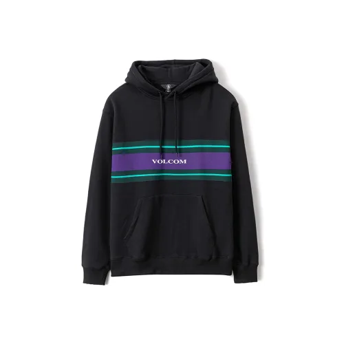 Volcom Умеренный С капюшоном Облегающий Обычный Толстовка Унисекс Черный