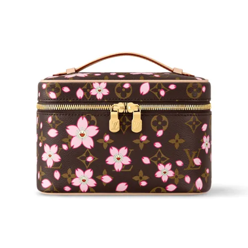 LOUIS VUITTON Takashi Murakami Коллаборация Монограмма Покрытый холст Косметичка Мини Женская Коричневая
