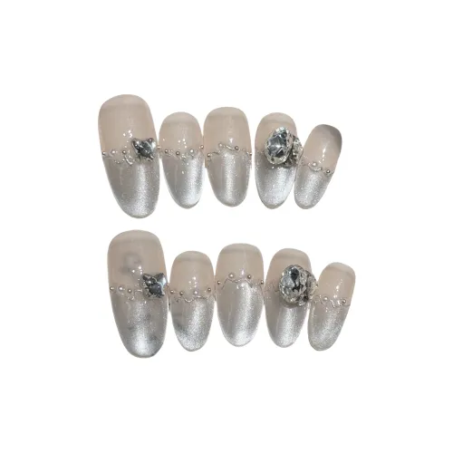 Gentle Welcome Искрящийся K9 Стразы Стеклянные бусины False Nail Короткий Однотонный Смужка Кошачий глаз