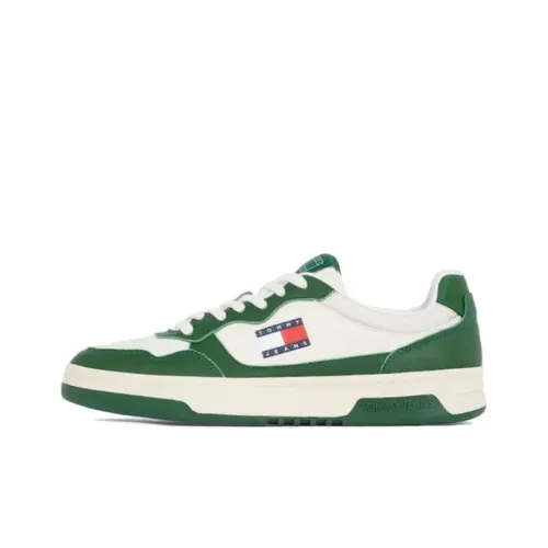 Tommy Hilfiger TJM Cupsole Кожа ESS Low Топ Скейтборд Кроссовки Мужские Белые Зеленые