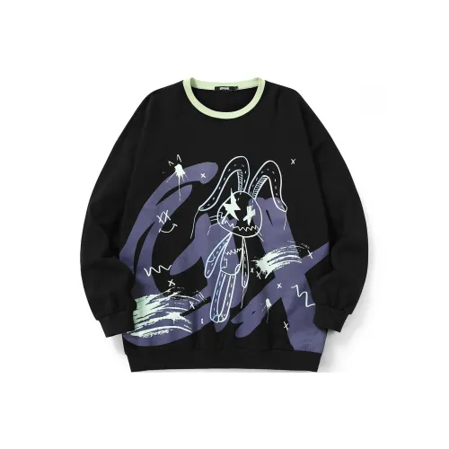 GENANX Круглый вырез Свободный крой Стандартный Свитшот Унисекс Черный