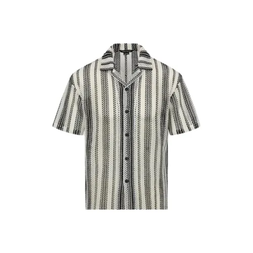 URBAN REVIVO Экрю Полосы Мужская Рубашка