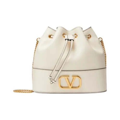 Valentino Vlogo Signature Sheepskin Bucket Bag Shoulder Bag Mini Women's Light Ivory