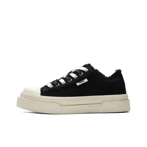 OUBT Цветовой блок Двойной шнурок Дизайн Дышащий и Противоскользящий Низкий топ Кеды Унисекс Черный