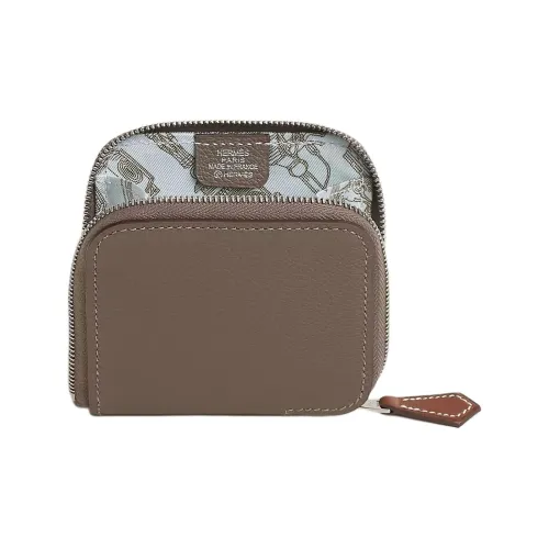 HERMES Silk'In Evercolor Телячья кожа с барной стойкой телячья кожа кошелек женский цвет Dragging синий Туманный и тауповый