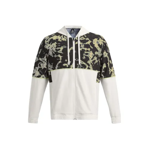 Under Armour Baseline Куртка Мужская Белая Винтажная Зеленая С принтом