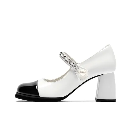 WUGUNIANG Туфли Мэри Джейн Женские Белые