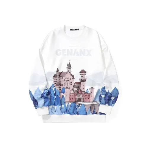 GENANX Принт Белый Унисекс Свитшоты