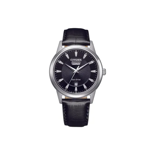 CITIZEN Eco Drive Series Солнечный Кварцевый Механизм Коровья Кожа Ремешок Часы 40 мм Унисекс Черный Циферблат