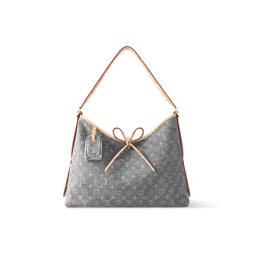 LOUIS VUITTON Carryall Хлопок Одно плечо Сумка Средний Женские Деним Серый