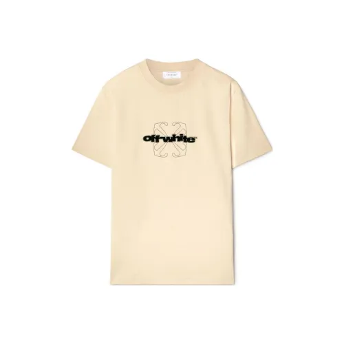 OFF Белый T-Рубашка Slim Fit Мужская Бежевая