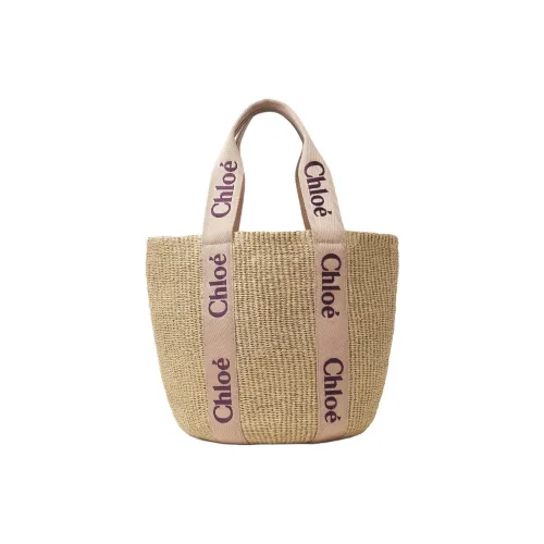 Chloe Woody Paper Bag Large Women's Tan Pink
