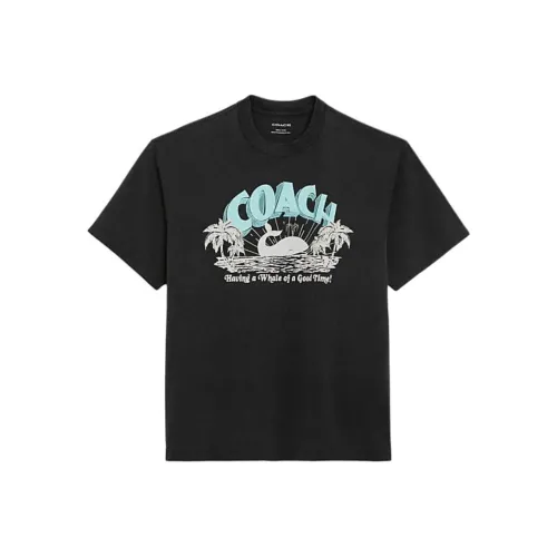 COACH С принтом буквы круглый вырез короткий рукав футболка мужская черная