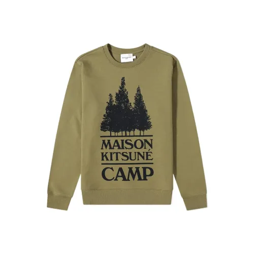 Maison Kitsune CAMP Оливково-зеленый Мужские Свитшоты