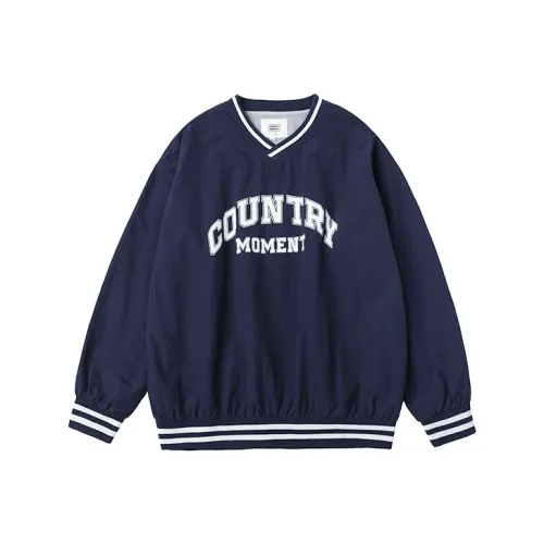 COUNTRY MOMENT V-Neck Свободный крой Толстовка Унисекс Темно-синий