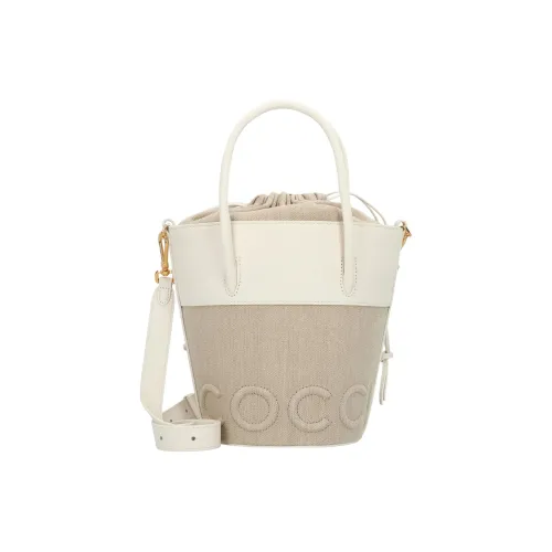 COCCINELLE Холст Ведрообразная Сумка Сумка через плечо Сумка для женщин Натуральный белый