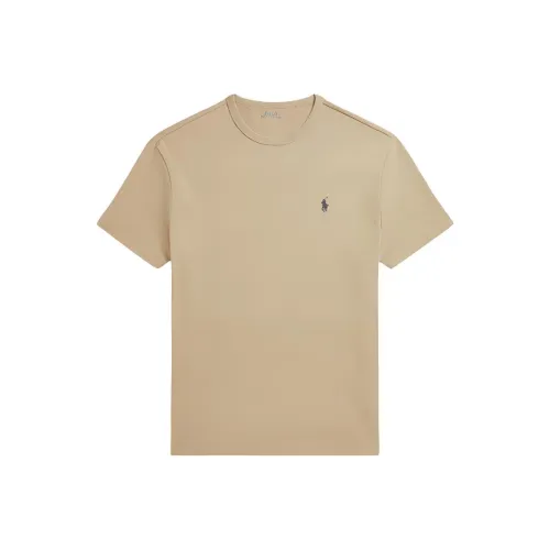 Polo Ralph Lauren Однотонный Пони Вышивка Круглый вырез Свободный крой Короткий рукав Рубашка T Рубашка Мужская Хаки