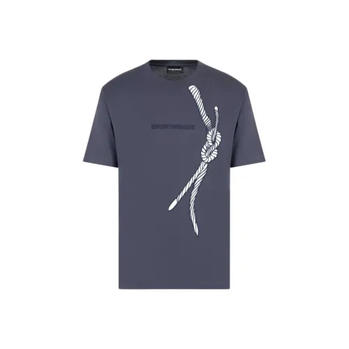 Emporio Armani FW24 T Рубашка Мужская Морской Синий