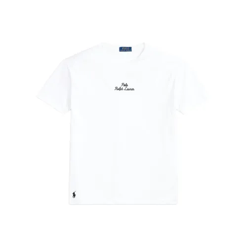 Polo Ralph Lauren Однотонный Буква Вышивка Повседневный Круглый вырез Короткий рукав Рубашка T Рубашка Мужская Белая