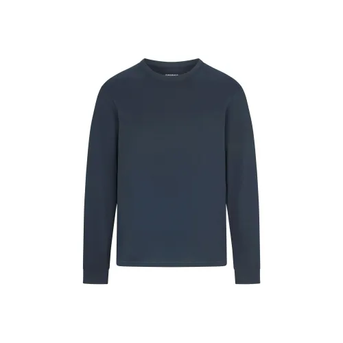 SKIMS SS25 Cotton Мужская Классическая Рубашка с Длинным Рукавом Темно-синий Морской Синий