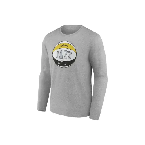 NBA Utah Jazz Fanatics Твердый Цвет Графический Т-Рубашка Мужская Серого Цвета