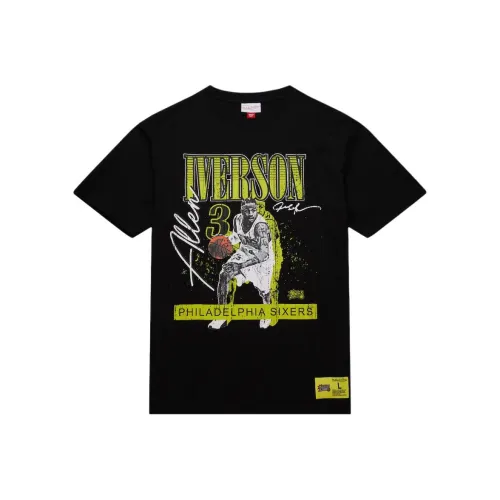 MITCHELL NESS Allen Айверсон Philadelphia 76ers Неон POP Игрок T-рубашка Мужской Черный