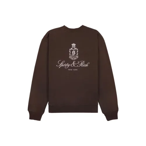 SPORTY & RICH Коричневый Унисекс Свитшоты