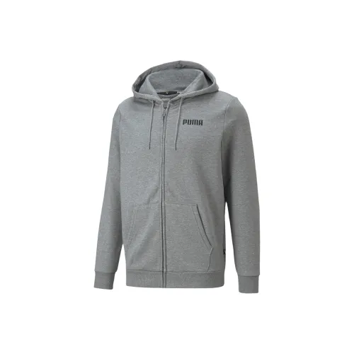 PUMA Sweat à capuche entièrement zippé Essentials Homme Hoodie Men's Gray