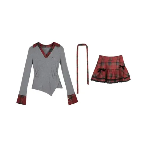 KYKW Красный Женский Комплект с Юбкой