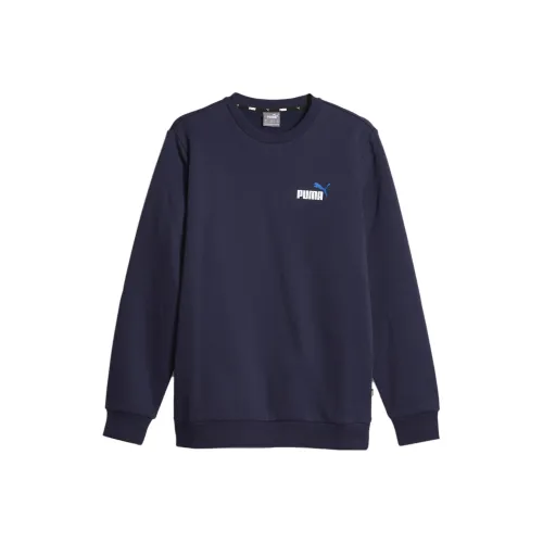 PUMA Свитшот с круглым вырезом бicolore и маленьким логотипом Essentials+ Homme морской синий мужская