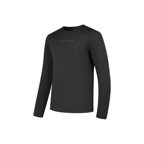 QIAODAN Предосенний Длинный Рукав Т-Рубашка Мужская Черная