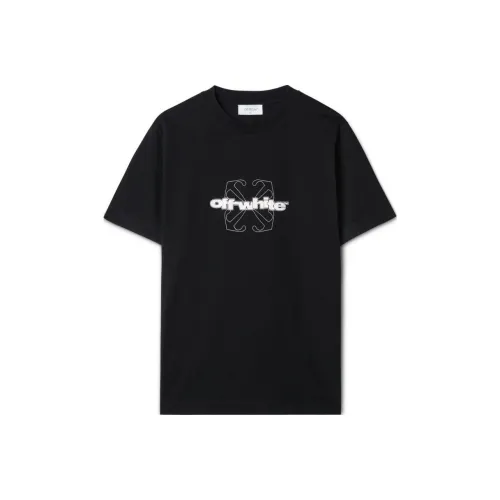 Off Белый SS24 T Рубашка Slim Fit Мужская Черная