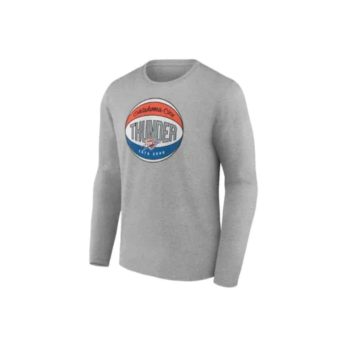 NBA Fanatics Oklahoma City Thunder Бренд Узор Удобный Круглый вырез Длинный рукав Т-рубашка Мужская Серый