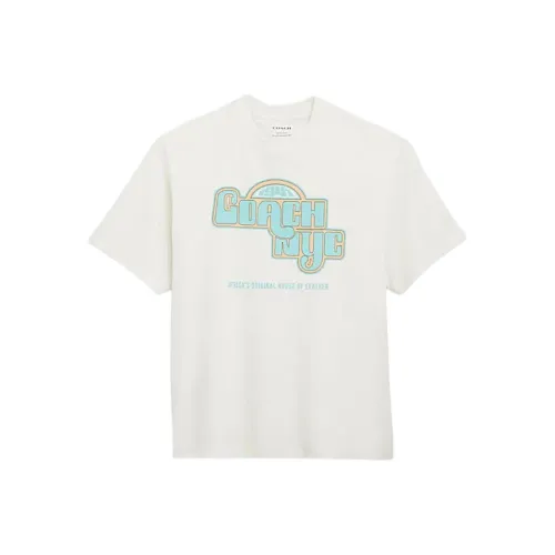 COACH С принтом буквы круглый вырез короткий рукав футболка мужская белая