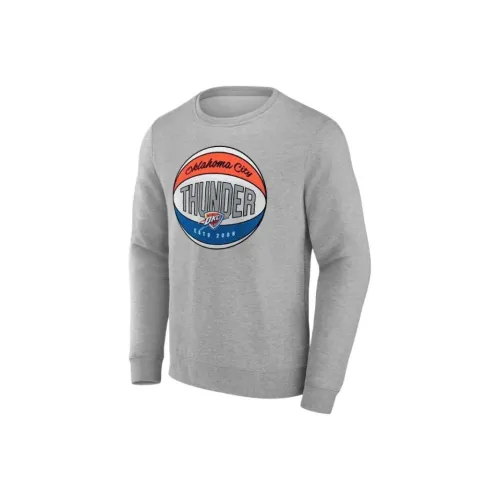 NBA Oklahoma City Thunder Branded Твердый Цвет GRAPHIC CREW Удобный Round Neck Длинный Sleeved T Рубашка Мужская Серый