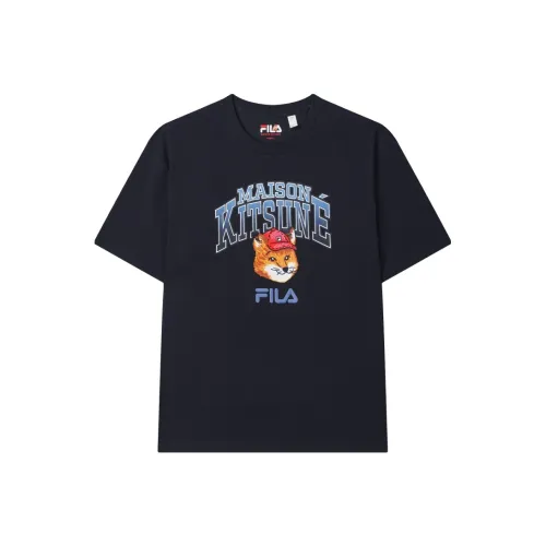 FILA X MAISON KITSUNE Little Fox T Рубашка Унисекс Легенда Синий