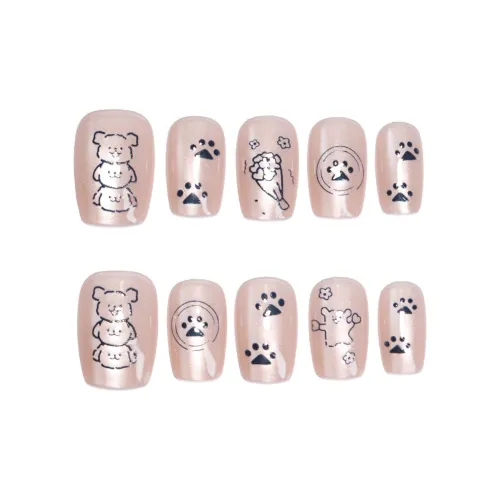 Gentle Welcome Мультяшный False Nail Короткий LADDER Нежно-розовый Однотонный Милый