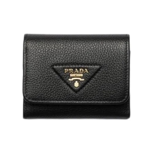 PRADA Vitello Dino Кошелек из коровьей кожи Мини Женский Черный