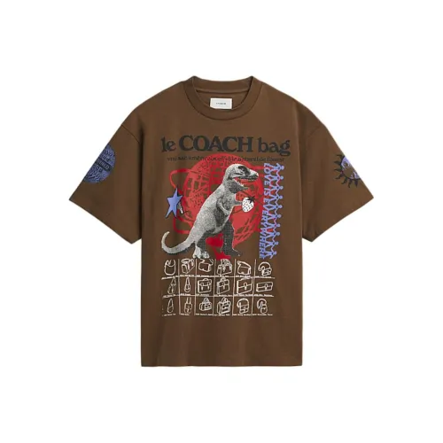 COACH Letter Logo С принтом Круглый вырез Короткий рукав Т-рубашка Т-рубашка Мужская Умбра