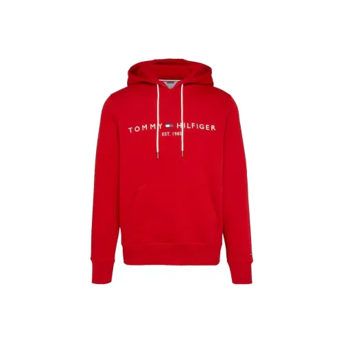Tommy Hilfiger FW23 Вышитый Tommy Логотип Свитшот HOODIES Свитшот Мужской Красный